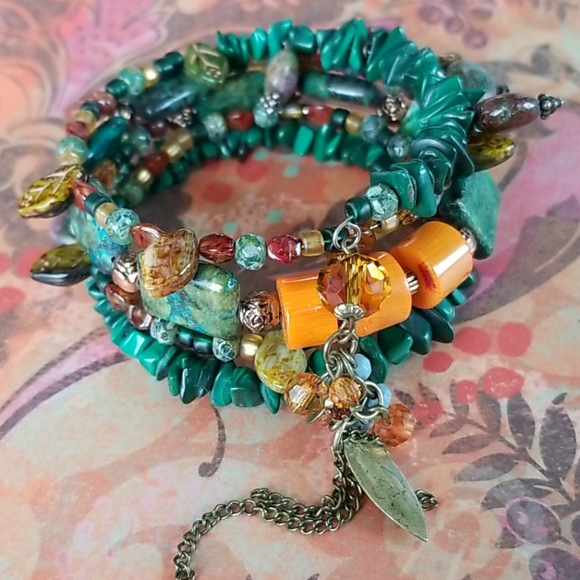 NWT Semi-precious Stone Beaded Wrap Bracelet - Picture 3 of 16